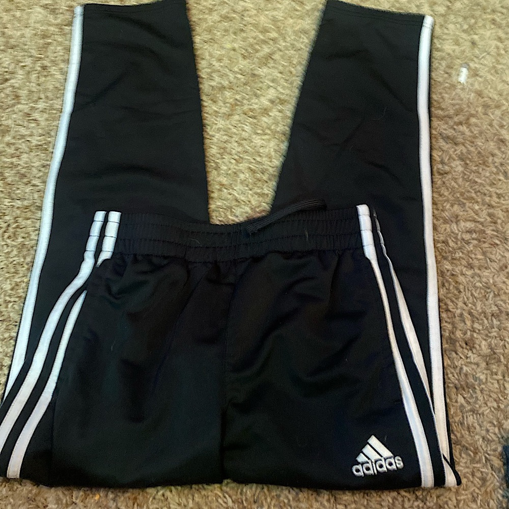 Adidas Medium 10/12 Black w/ White Stripe Track Pants